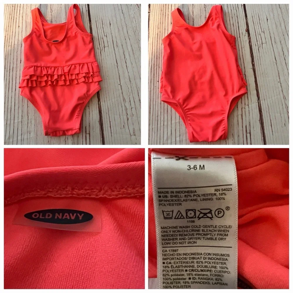 Lot/5‎ Baby Girls Clothing Size 3-6 Months (2) Hats (1) Swimsuit (2) Sun Dresses